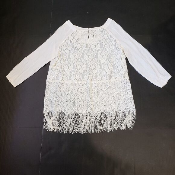 FP Lace and Tassle Boho White Top - Picture 1 of 16